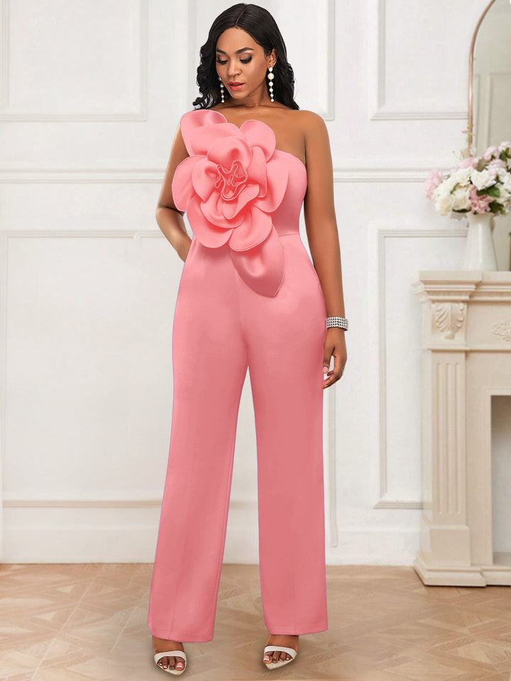 Damen Eleganter Jumpsuit mit floralem Schulterdetail Echo Archiv