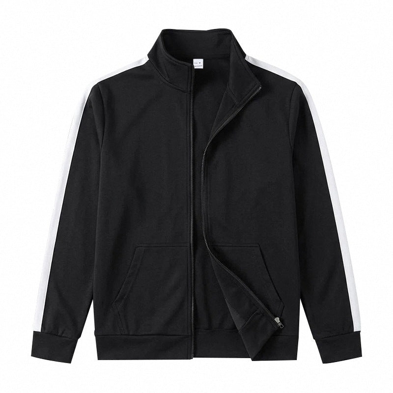 Herren Retro Trackjacke mit Stehkragen, Kontraststreifen und Kängurutasche – Cavarno