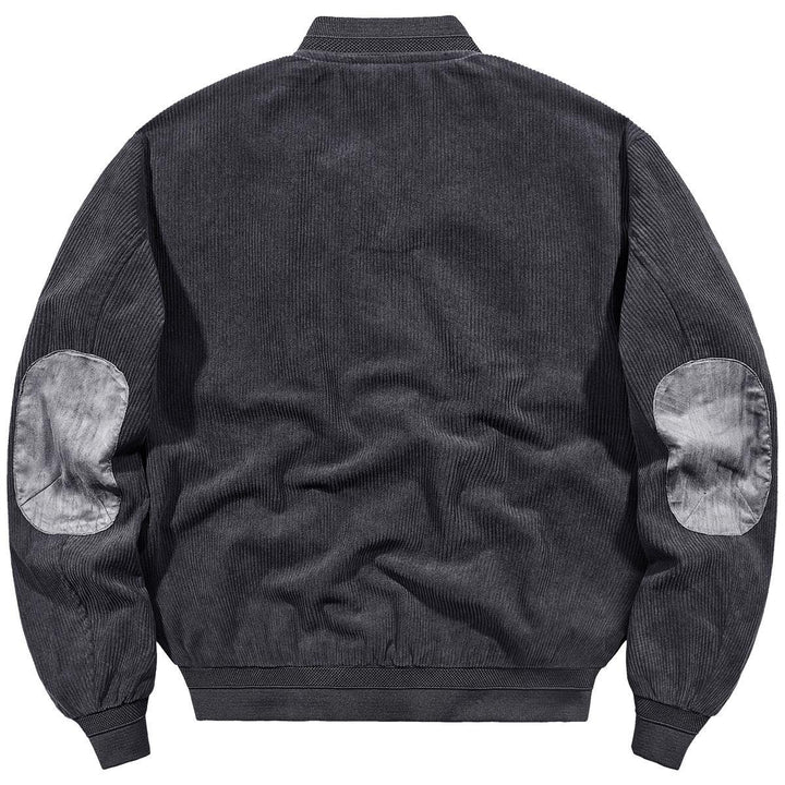Herren Cord-Blouson im Bomberstil mit Rippenstruktur und Badge-Detail – Brevano
