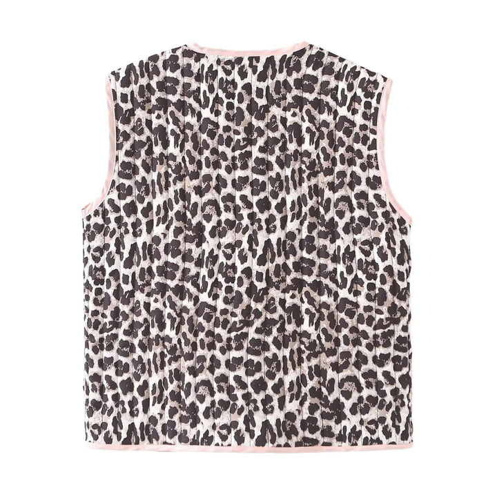 Damen nan gesteppte ärmellose Weste mit Bindebändern und Leoprint Echo Archiv