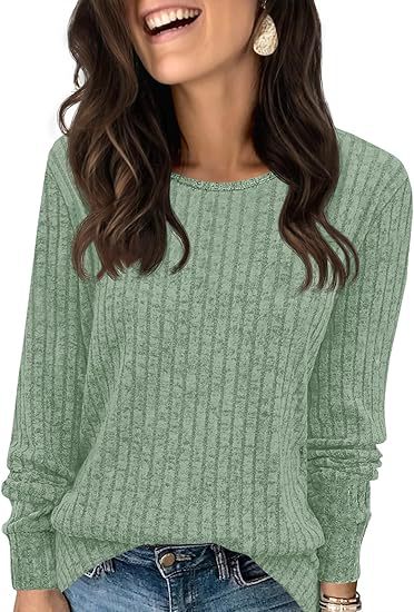 Damen Strukturierter Rippstrick-Pullover mit Rundhalsausschnitt, legerer Silhouette und weichen Bündchen Echo Archiv
