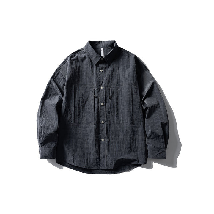 Herren Oversize Utility-Hemdjacke aus Ripstop mit Druckknopfblende und aufgesetzten Taschen Echoarchiv