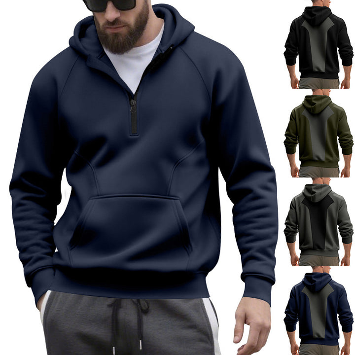 Herren sportlicher Kapuzenpullover mit kurzer Reißverschlussöffnung und Kängurutasche Echoarchiv