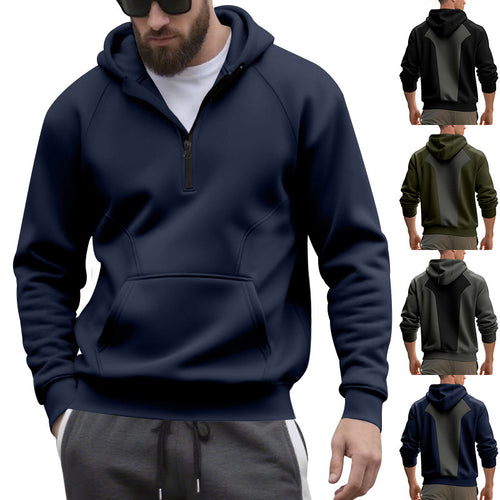 Herren sportlicher Kapuzenpullover mit kurzer Reißverschlussöffnung und Kängurutasche Echoarchiv