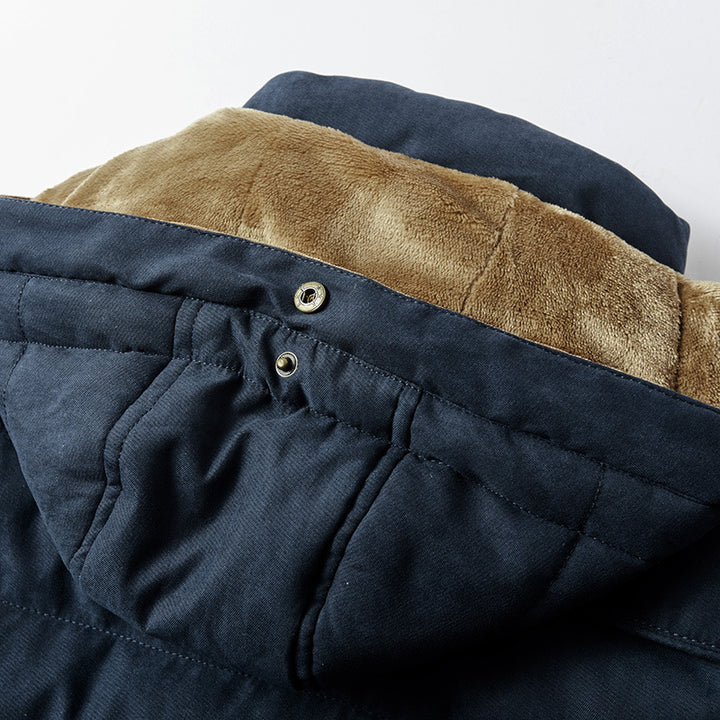 Herren wattierter Parka im Canvas-Look mit Teddyfleece-Innenfutter und Kapuze Echoarchiv