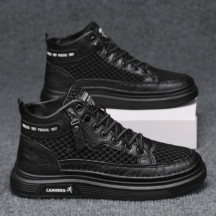Herren High-Top Sneaker mit luftiger Mesh-Perforation, seitlichem Reißverschluss und dicker Profilsohle Echoarchiv