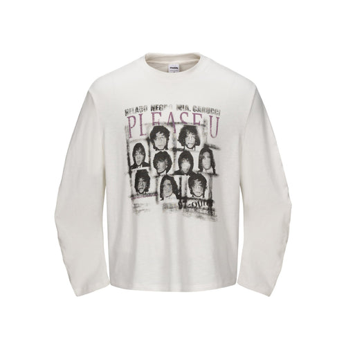 Unisex Oversize-Langarmshirt mit Vintage-Bandprint und Rundhalsausschnitt Echoarchiv