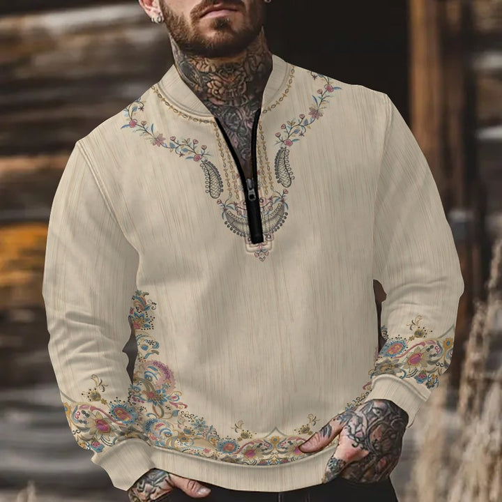 Herren Sweatshirt mit modernem Reißverschluss und traditionellem Design Echoarchiv