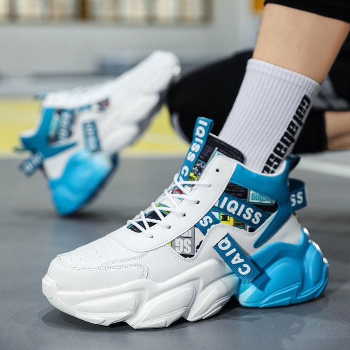 Herren futuristische High-Top Plateausneaker mit gemustertem Textil-Mix, gepolstertem Knöchelkragen und skulpturierter EVA-Sohle Echo Archiv