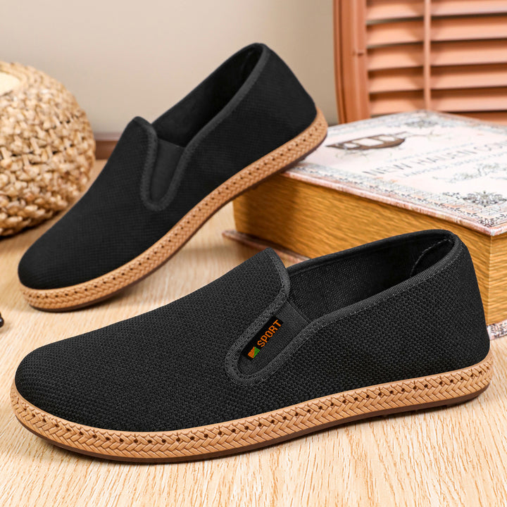 Herren nan leichter Slip-On Freizeitschuh aus atmungsaktivem Strick mit geflochtener Leichtsohle Echo Archiv