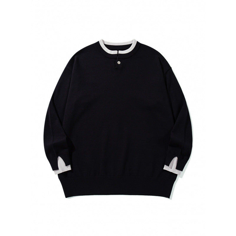 Unisex Oversize Feinstrickpullover mit Henley-Knopfleiste und Schlitzbündchen Echo Archiv
