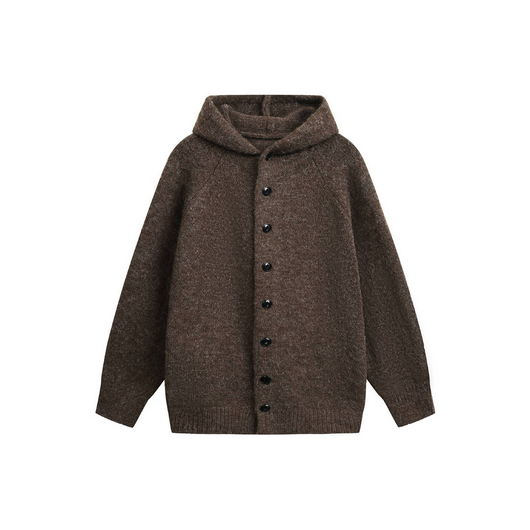 Damen Wollmix‑Cape‑Cardigan mit Kapuze, Knopfleiste und Raglanärmeln Echoarchiv