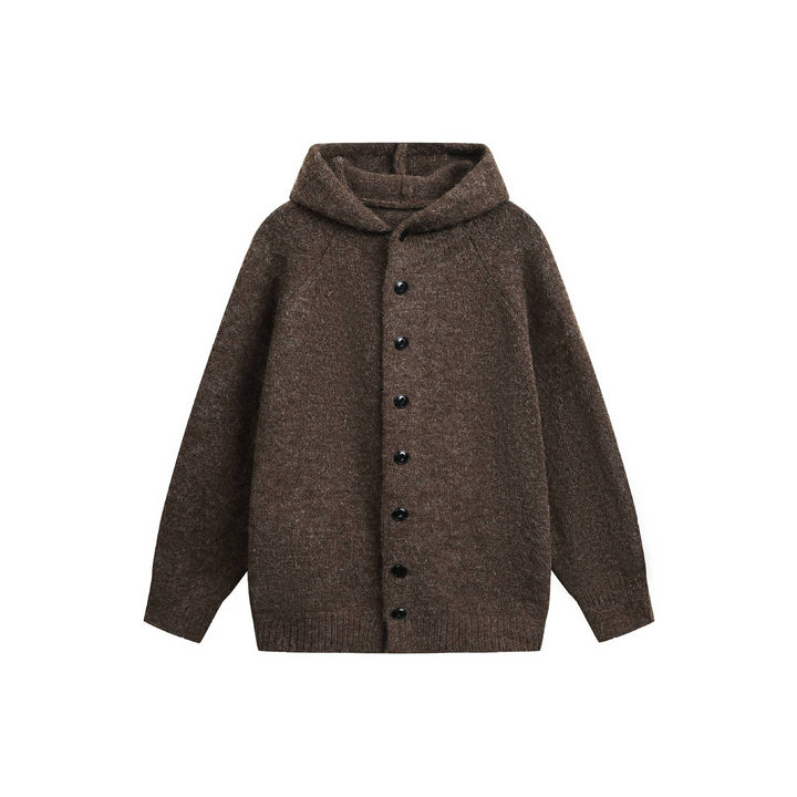 Damen Wollmix‑Cape‑Cardigan mit Kapuze, Knopfleiste und Raglanärmeln Echoarchiv