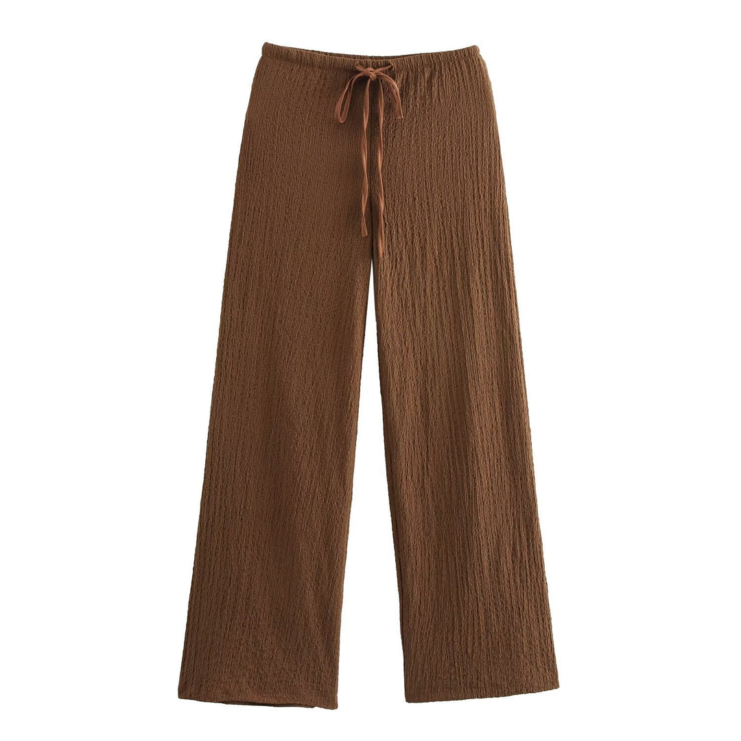 Damen nan leichte Crinkle-Loungebuxe mit weitem Bein und Tunnelzug Echo Archiv