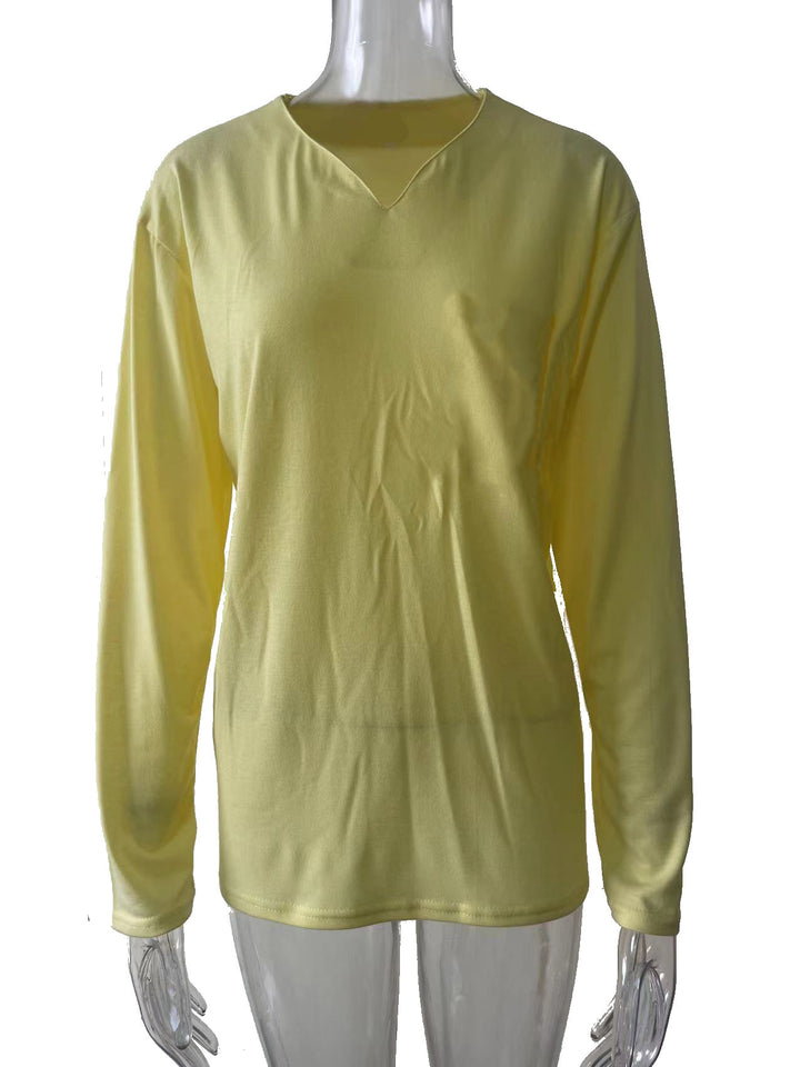 Damen nan legeres Langarmshirt mit V-Notch-Ausschnitt, Brusttasche und lockerer Oversize-Passform Echo Archiv