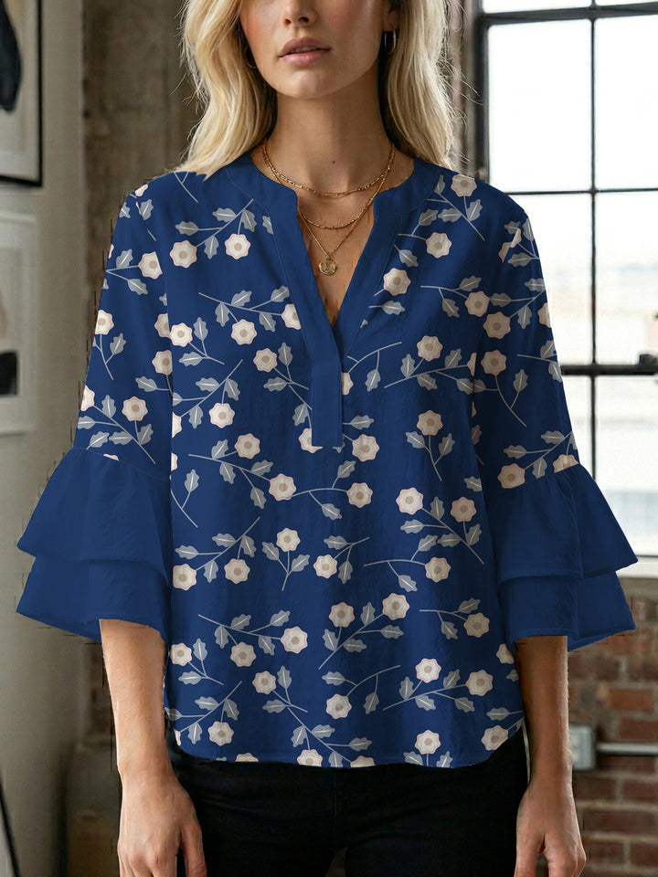 Damen Bluse mit voluminösen Ärmeln und floralem Design Echo Archiv