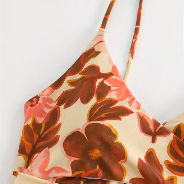 Damen Eleganter Blumenmuster Einteiler Badeanzug Echo Archiv