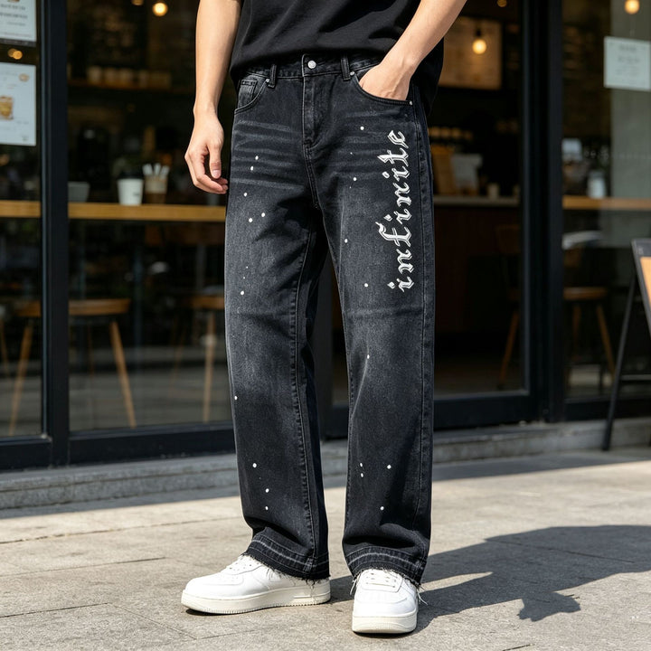 Herren Modische Jeans mit Schriftzug Echoarchiv