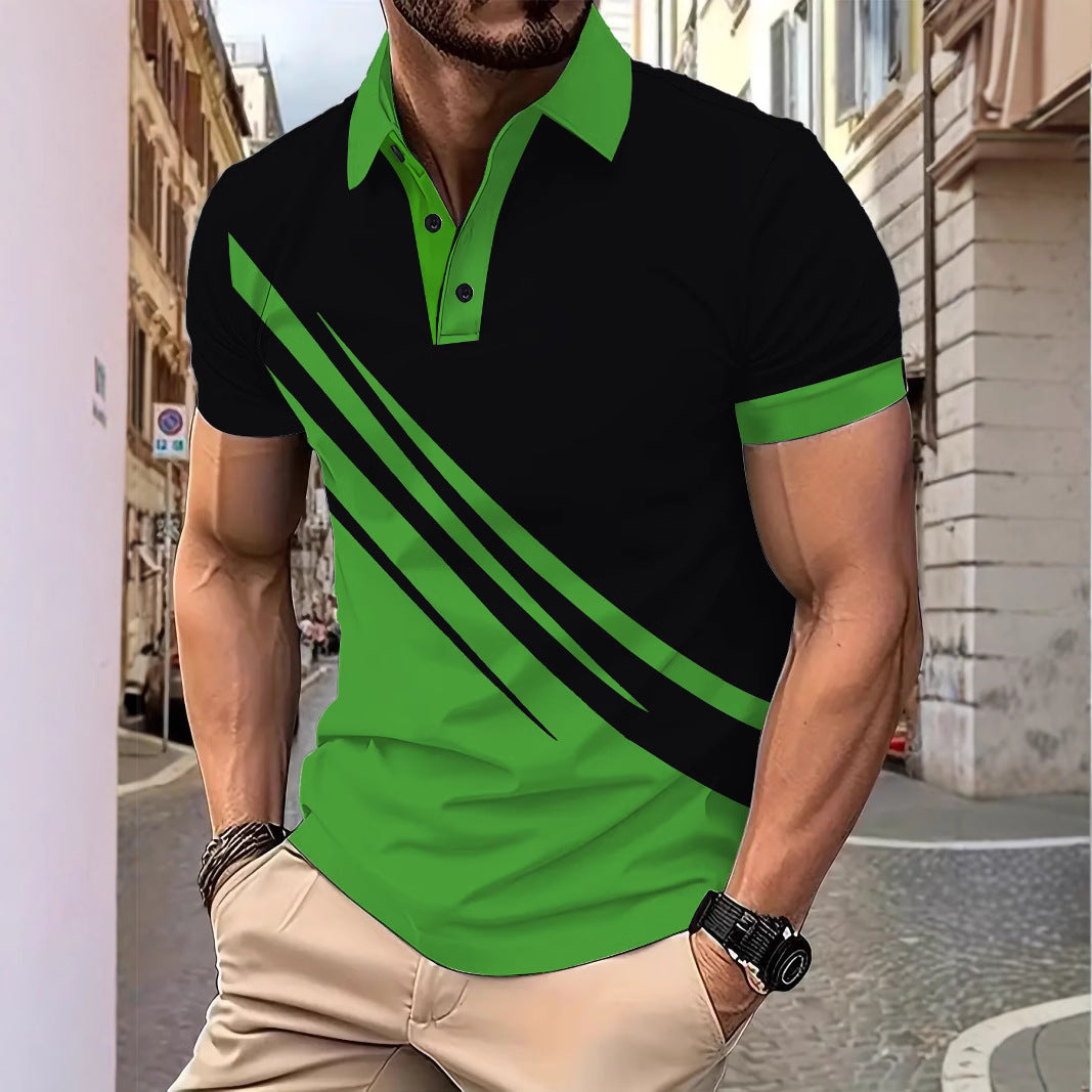Herren Sportliches Poloshirt mit dynamischen Linienmustern Echoarchiv