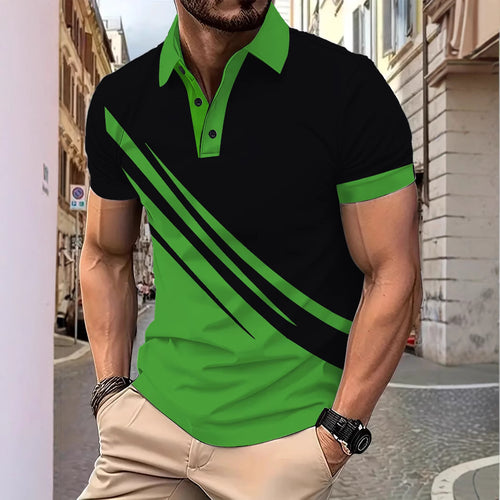 Herren Sportliches Poloshirt mit dynamischen Linienmustern Echoarchiv