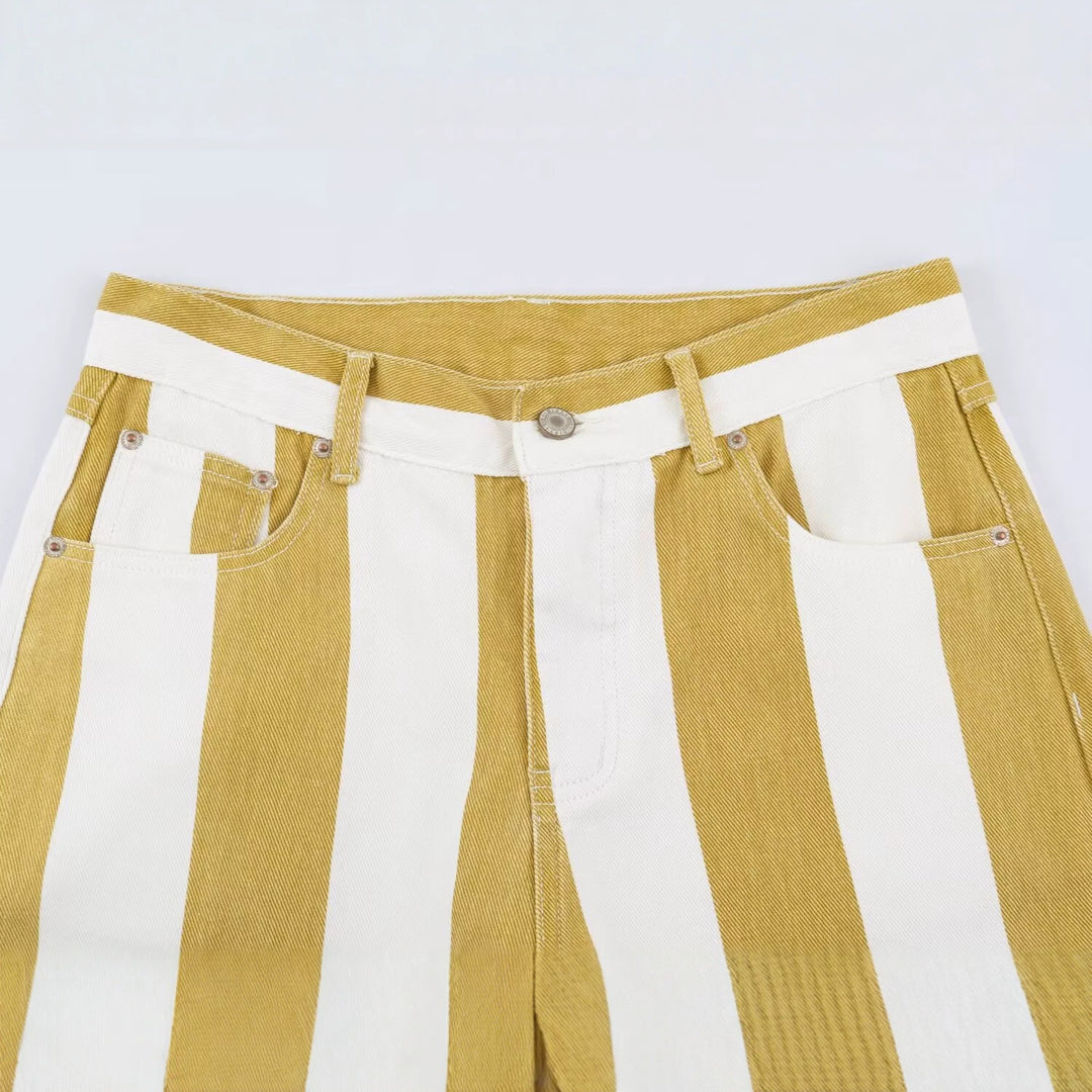 Damen Taillenhohe Culotte-Hose mit breiten Streifen und weitem Bein Echo Archiv