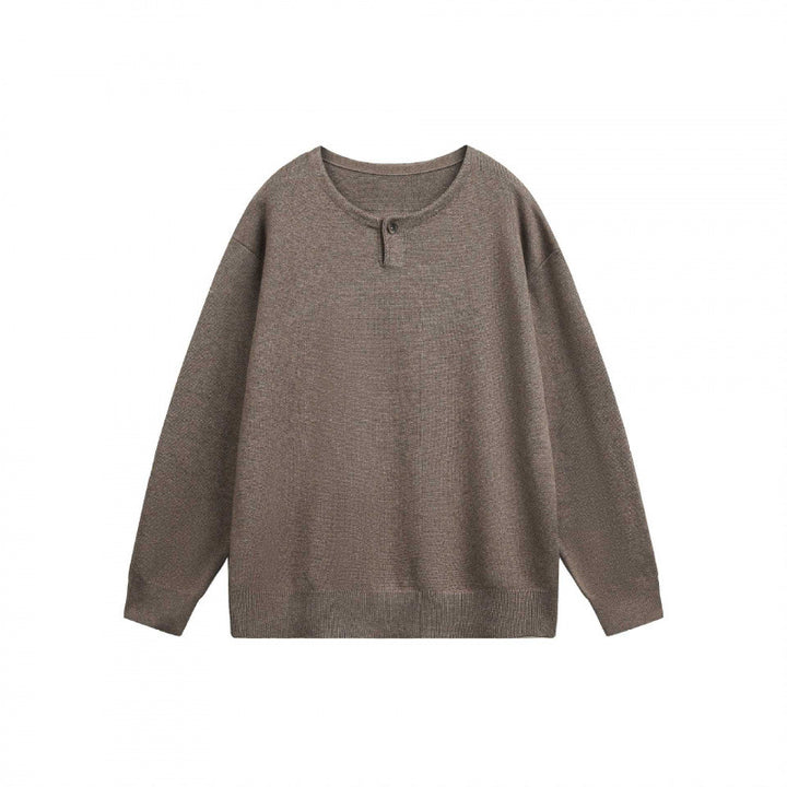 Unisex Oversize-Feinstrickpullover mit kurzem Henleyverschluss und strukturierter Mélange-Qualität Echo Archiv