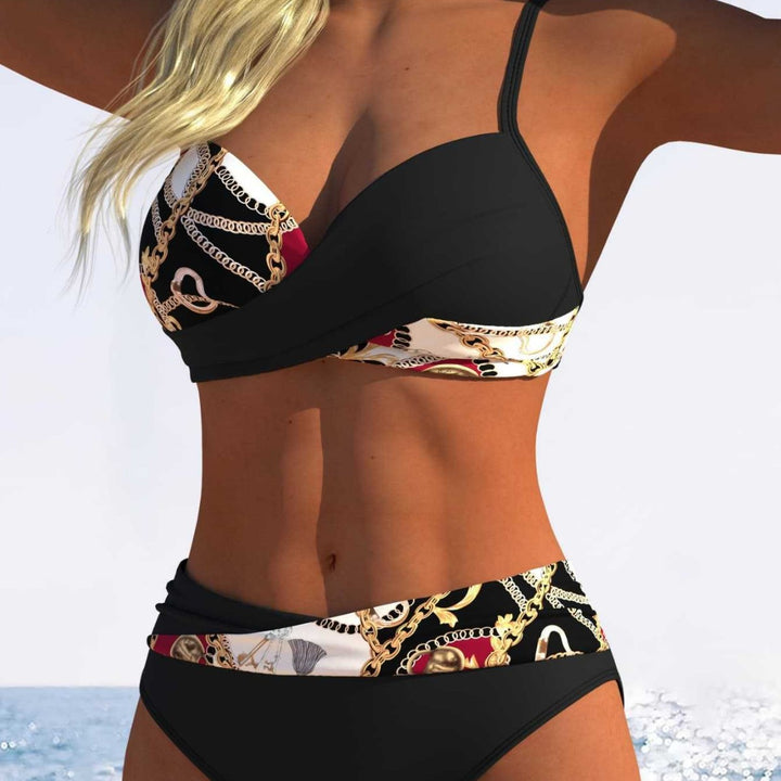 Damen Bikini-Set mit modischer Wickeloptik und schickem Kettenmuster Echo Archiv