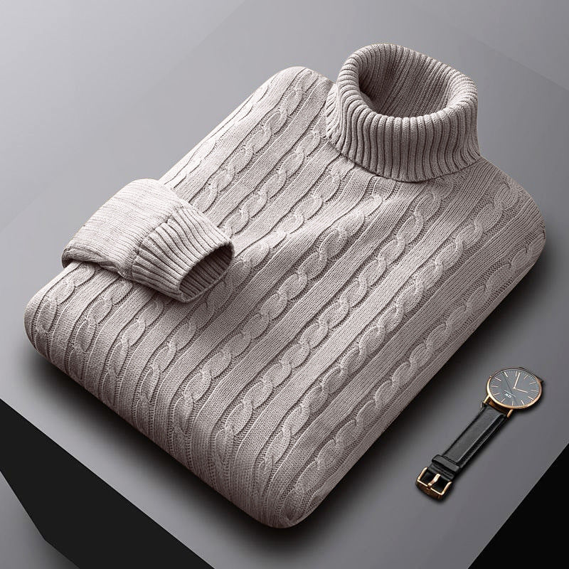 Herren nan grob gestrickter Rollkragenpullover mit Zopfmuster und wärmender Strickstruktur Echo Archiv