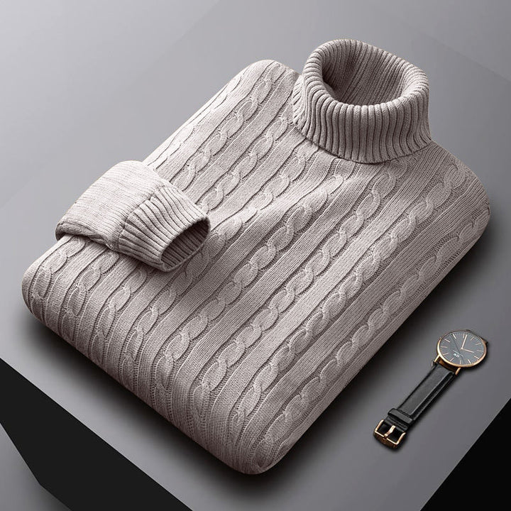 Herren nan grob gestrickter Rollkragenpullover mit Zopfmuster und wärmender Strickstruktur Echo Archiv