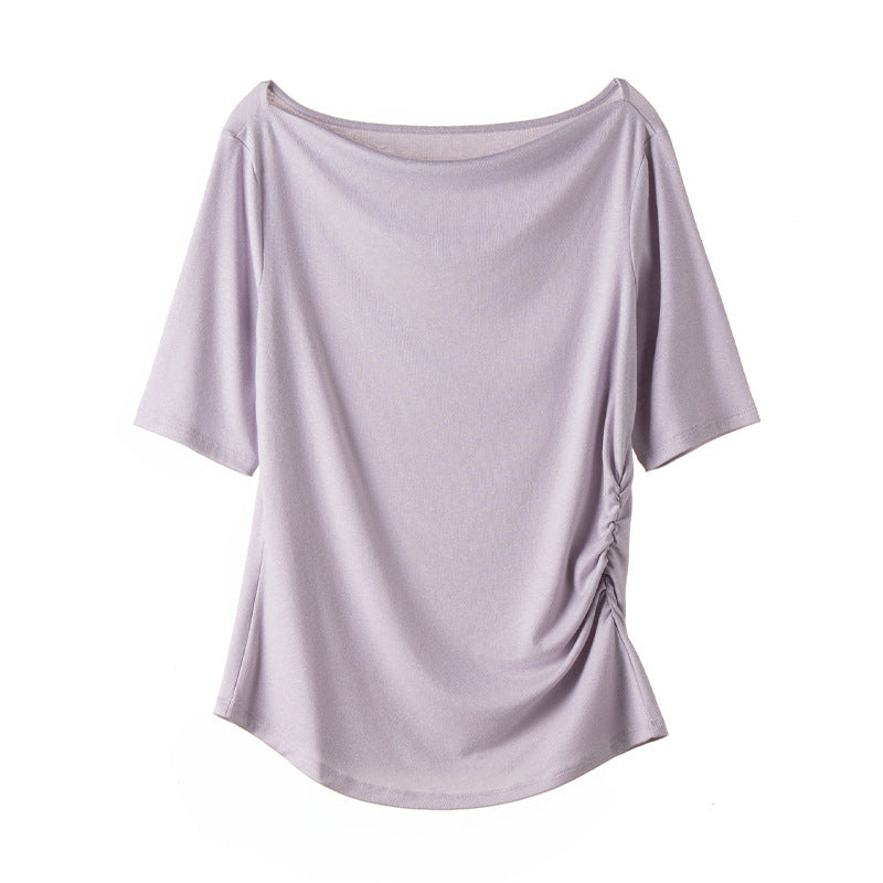 Damen Jerseytop mit U-Boot-Ausschnitt und seitlicher Raffung Echo Archiv