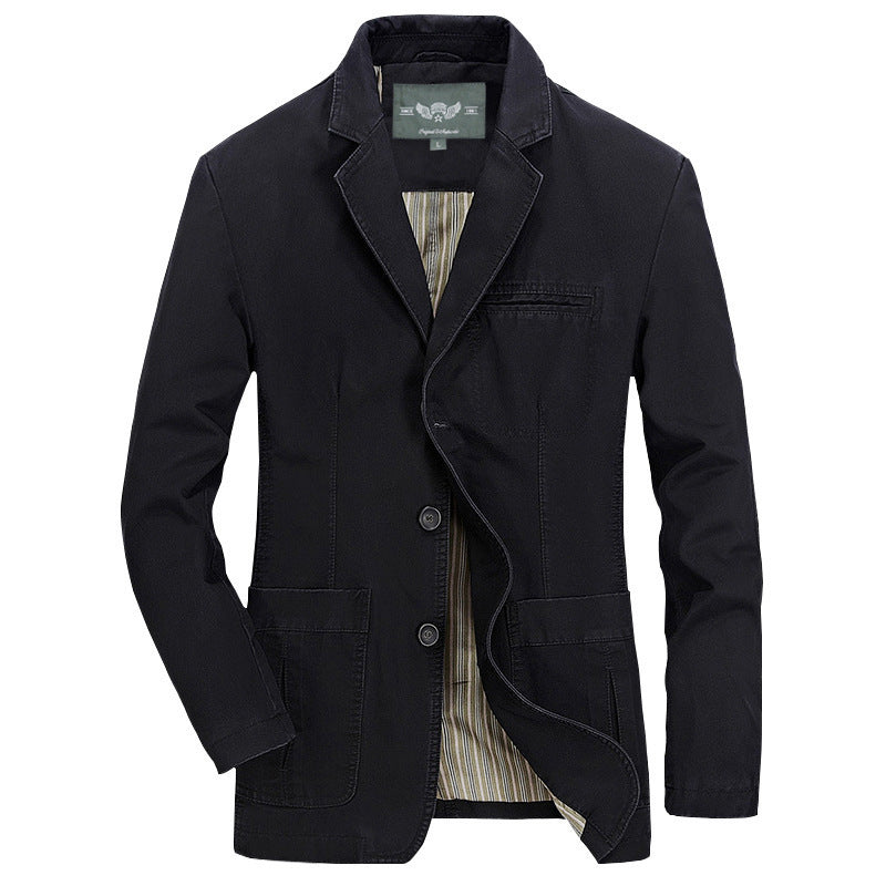 Herren Casual-Canvas-Sakko mit aufgesetzten Taschen und gestreiftem Innenfutter – Tianoro