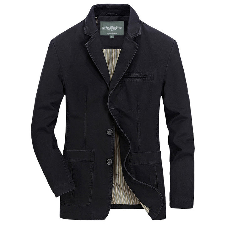Herren Casual-Canvas-Sakko mit aufgesetzten Taschen und gestreiftem Innenfutter – Tianoro