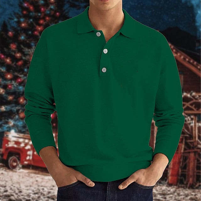 Herren Langarm-Polo mit modischem Henley-Kragen Echoarchiv