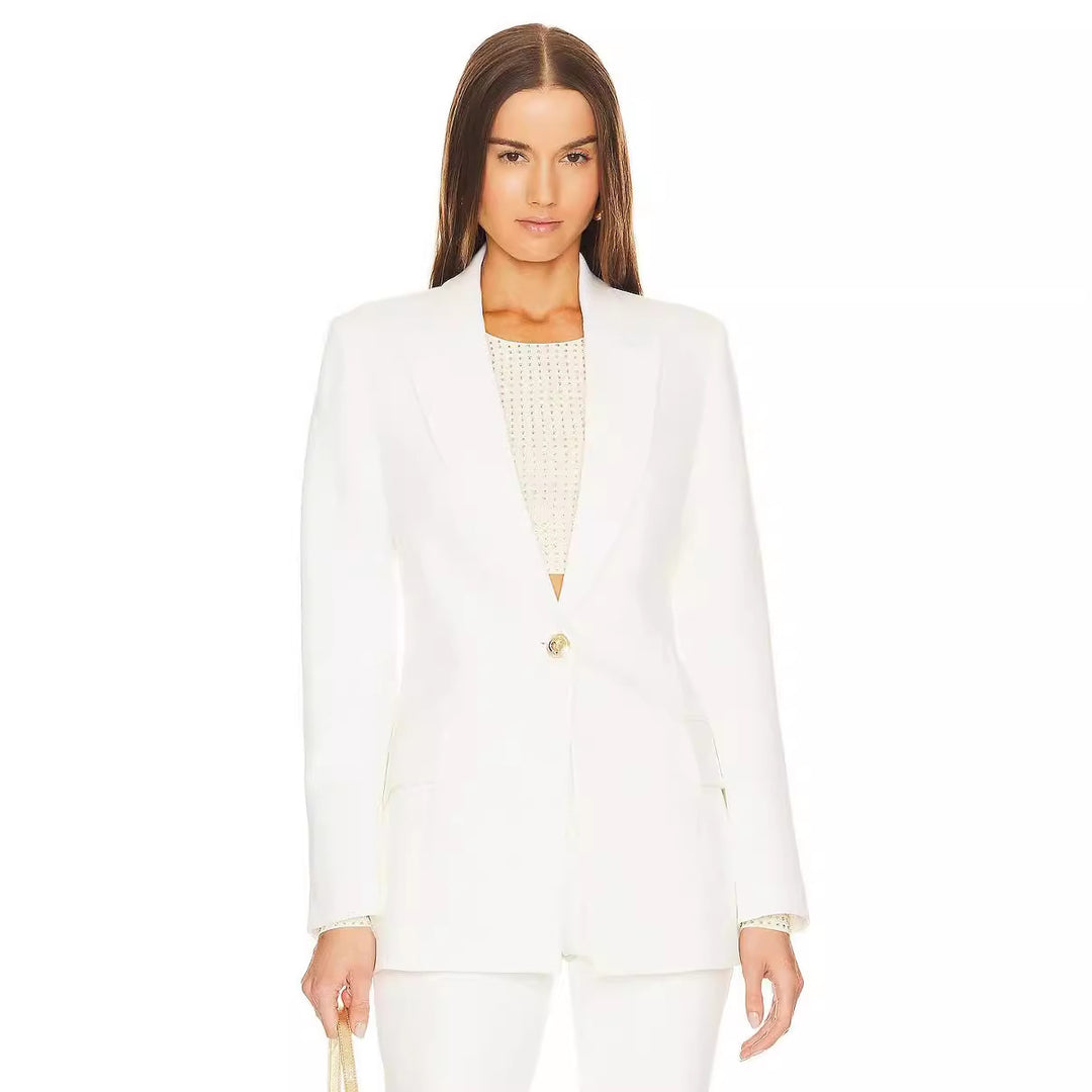 Damen Zweiteiliger Tailoring‑Anzug mit tailliertem Ein‑Knopf‑Blazer und ausgestellter Schlaghose Echoarchiv