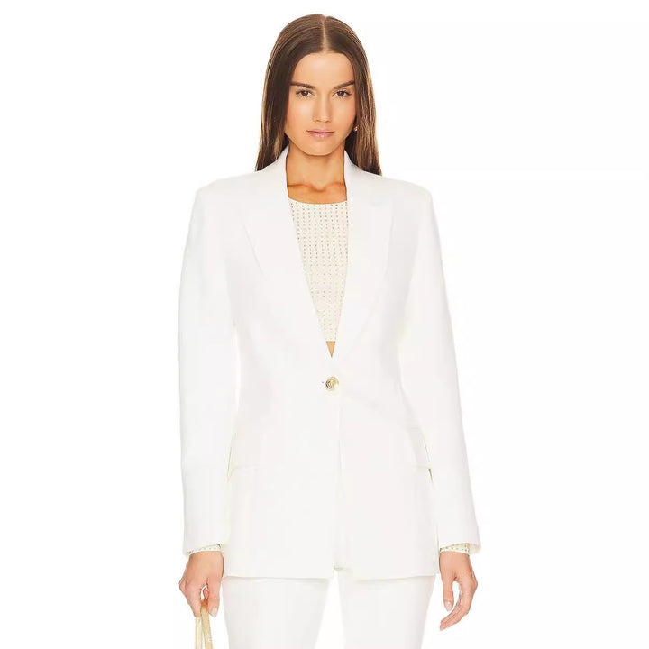 Damen Zweiteiliger Tailoring‑Anzug mit tailliertem Ein‑Knopf‑Blazer und ausgestellter Schlaghose Echoarchiv
