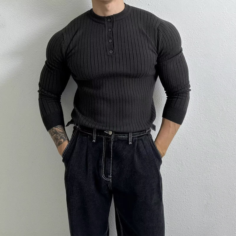 Herren Elegantes Langarmshirt mit Knopfleiste Echo Archiv