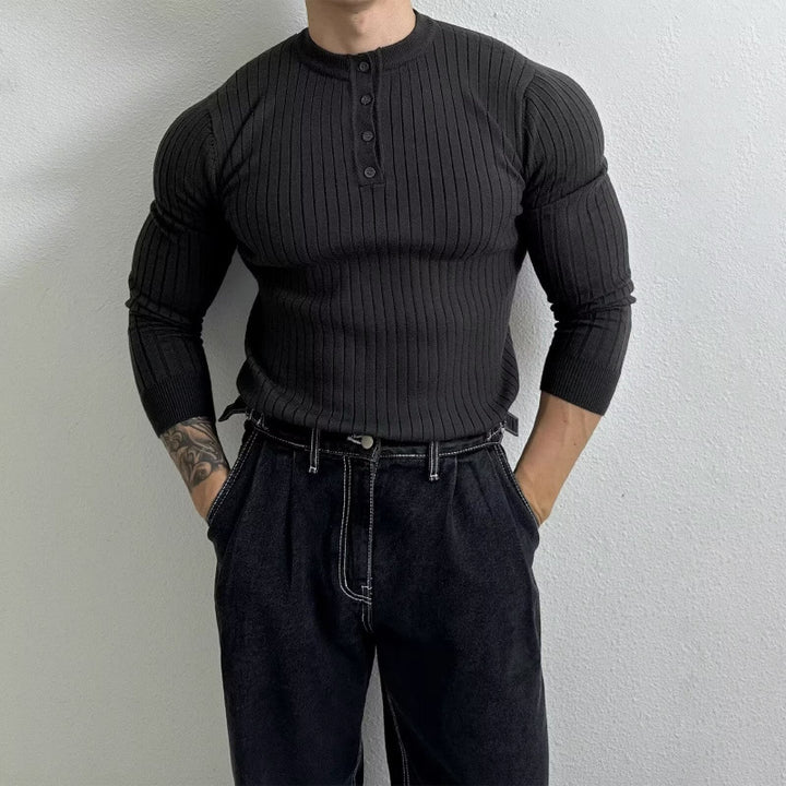 Herren Elegantes Langarmshirt mit Knopfleiste Echo Archiv