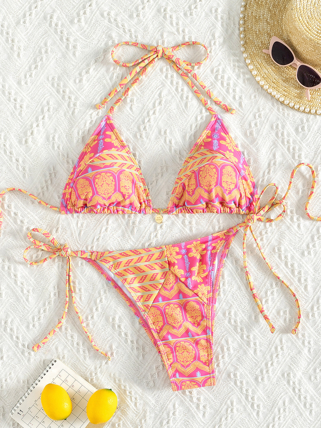 Damen Triangel-Bikini mit modischem Bindeband und strapazierfähigem Stoff Echo Archiv