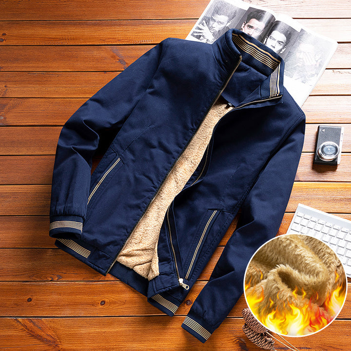Herren nan thermisch gefütterte Freizeit-Bomberjacke mit Teddyfutter, Reißverschluss-Taschen und Stehkragen Echo Archiv