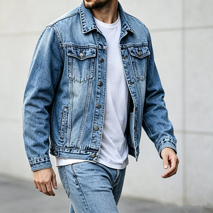 Herren Modische Denimjacke im Vintage-Stil Echoarchiv