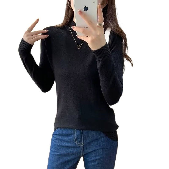Damen Feiner Langarm-Feinstrickpullover mit schmalem Stehkragen und gerippten Bündchen Echoarchiv