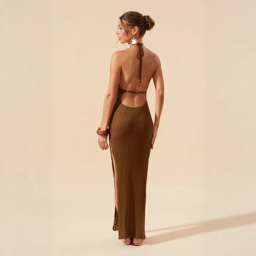 Damen figurbetontes Strickkleid mit tiefem V-Ausschnitt Echo Archiv