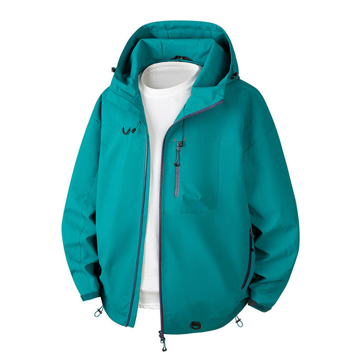 Herren Urbane Schutz-Softshelljacke mit verstellbarer Kapuze, Kontrast-Reißverschlüssen und Brusttasche Echo Archiv
