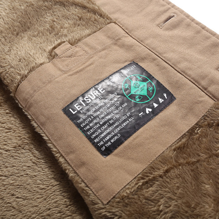 Herren Gefütterte Canvas-Weste mit durchgehendem Teddyfutter, Knopfleiste und aufgesetzten Taschen – Taviero