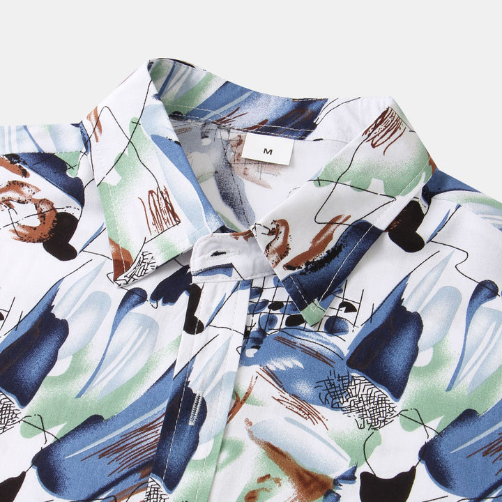 Herren Kurzarmhemd im kreativen Aquarell-Design Echoarchiv