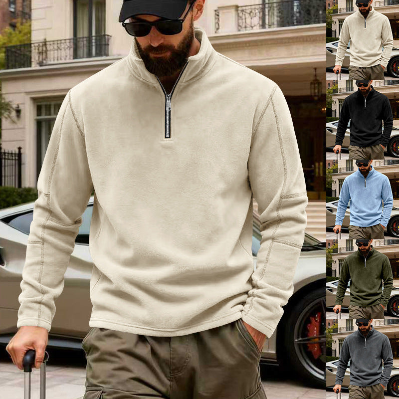 Herren nan leichter Fleece-Pullover mit halbem Reißverschluss und Stehkragen Echo Archiv