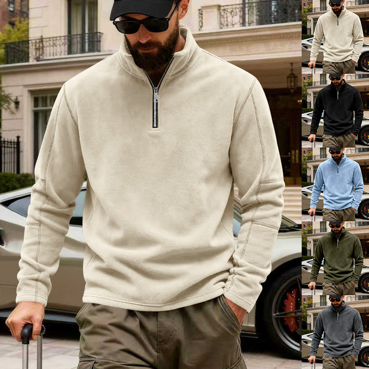 Herren nan leichter Fleece-Pullover mit halbem Reißverschluss und Stehkragen Echo Archiv