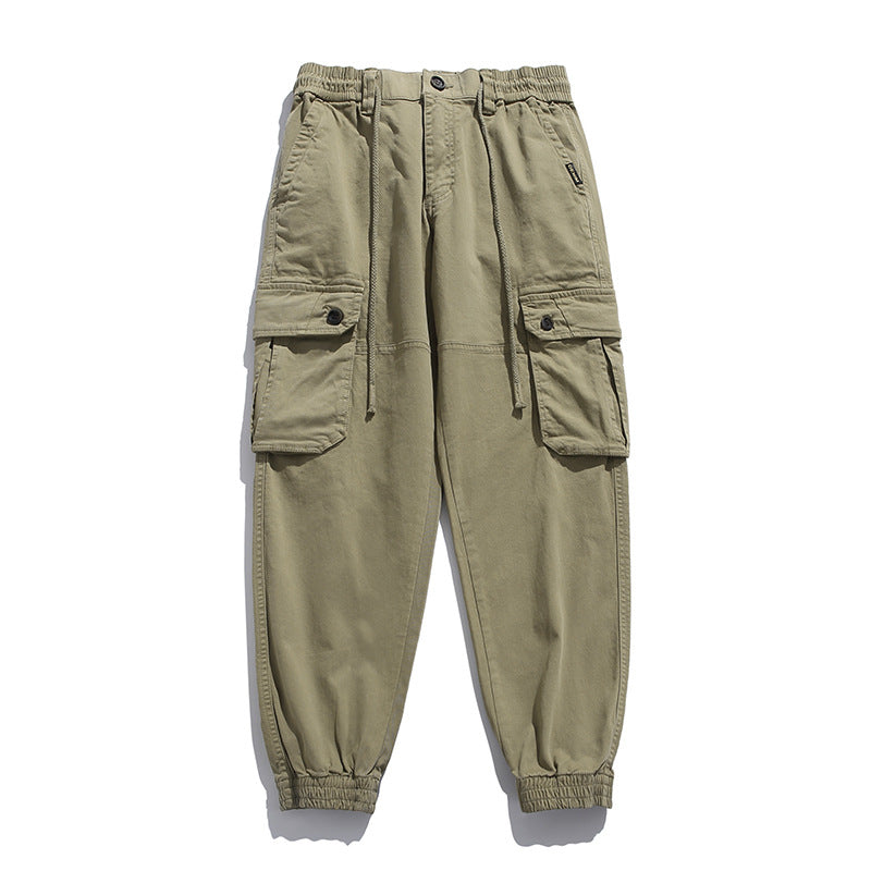 Herren Weiche Baumwoll-Utility-Cargohose im Joggerstil mit elastischem Bund und großvolumigen Klappentaschen Echo Archiv