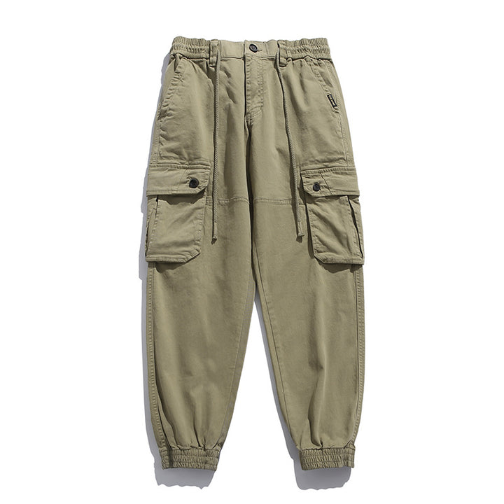 Herren Weiche Baumwoll-Utility-Cargohose im Joggerstil mit elastischem Bund und großvolumigen Klappentaschen Echo Archiv