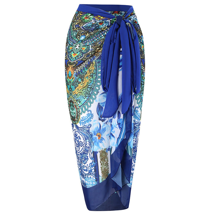 Damen Eleganter Badeanzug mit floralem Detail und transparenter Strandtunika Echo Archiv